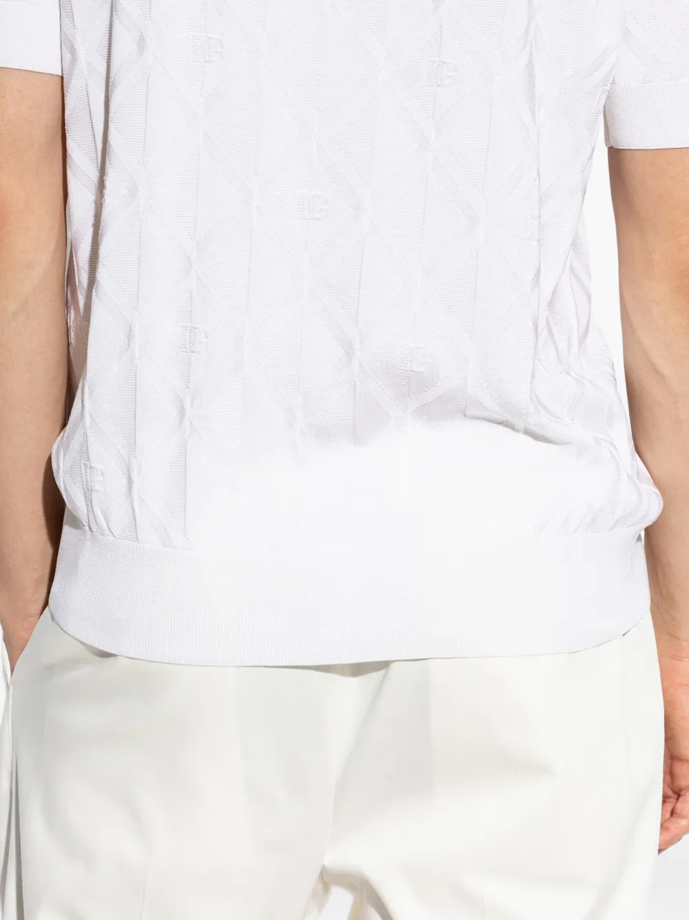 Dolce & Gabbana Zijden poloshirt met jacquard logo Wit