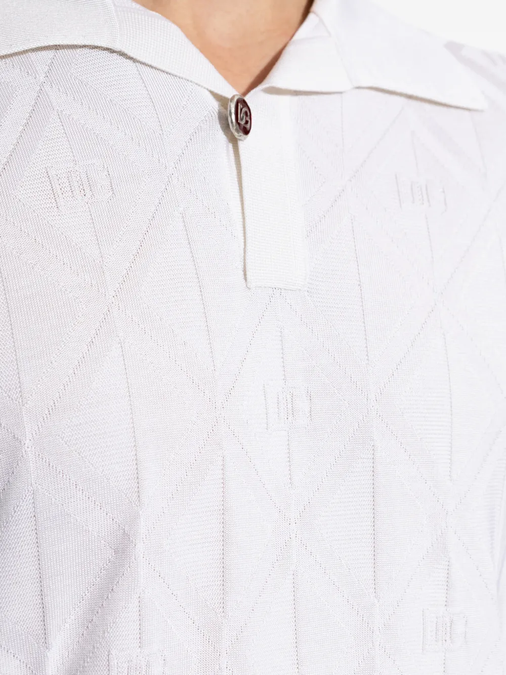 Dolce & Gabbana Zijden poloshirt met jacquard logo Wit