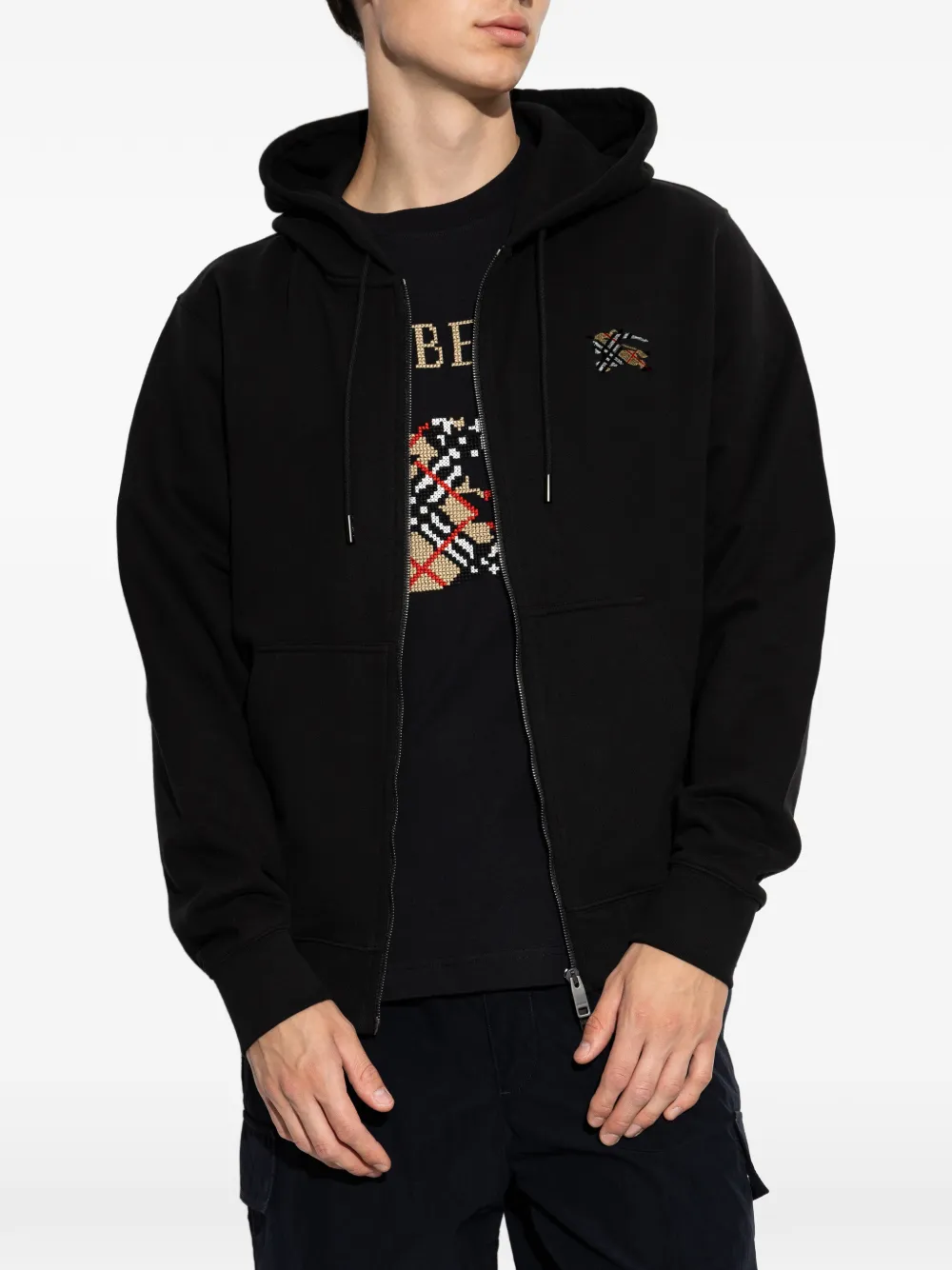 Burberry Hoodie met geborduurd logo Zwart