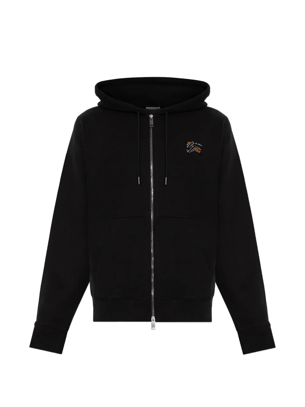Burberry logo-embroidered zip-up hoodie - Nero
