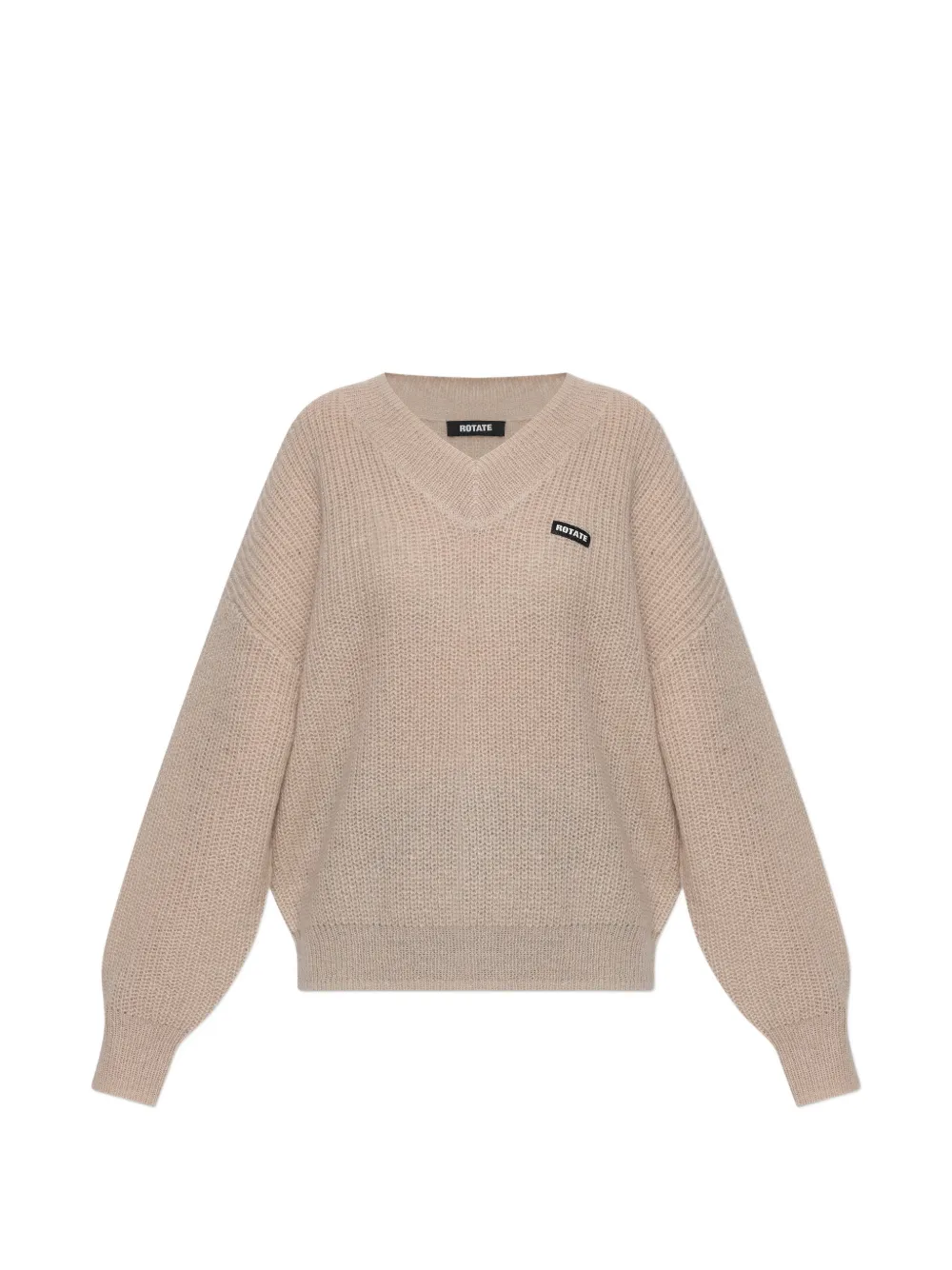 ROTATE BIRGER CHRISTENSEN logo-patch V-neck sweater - Toni neutri