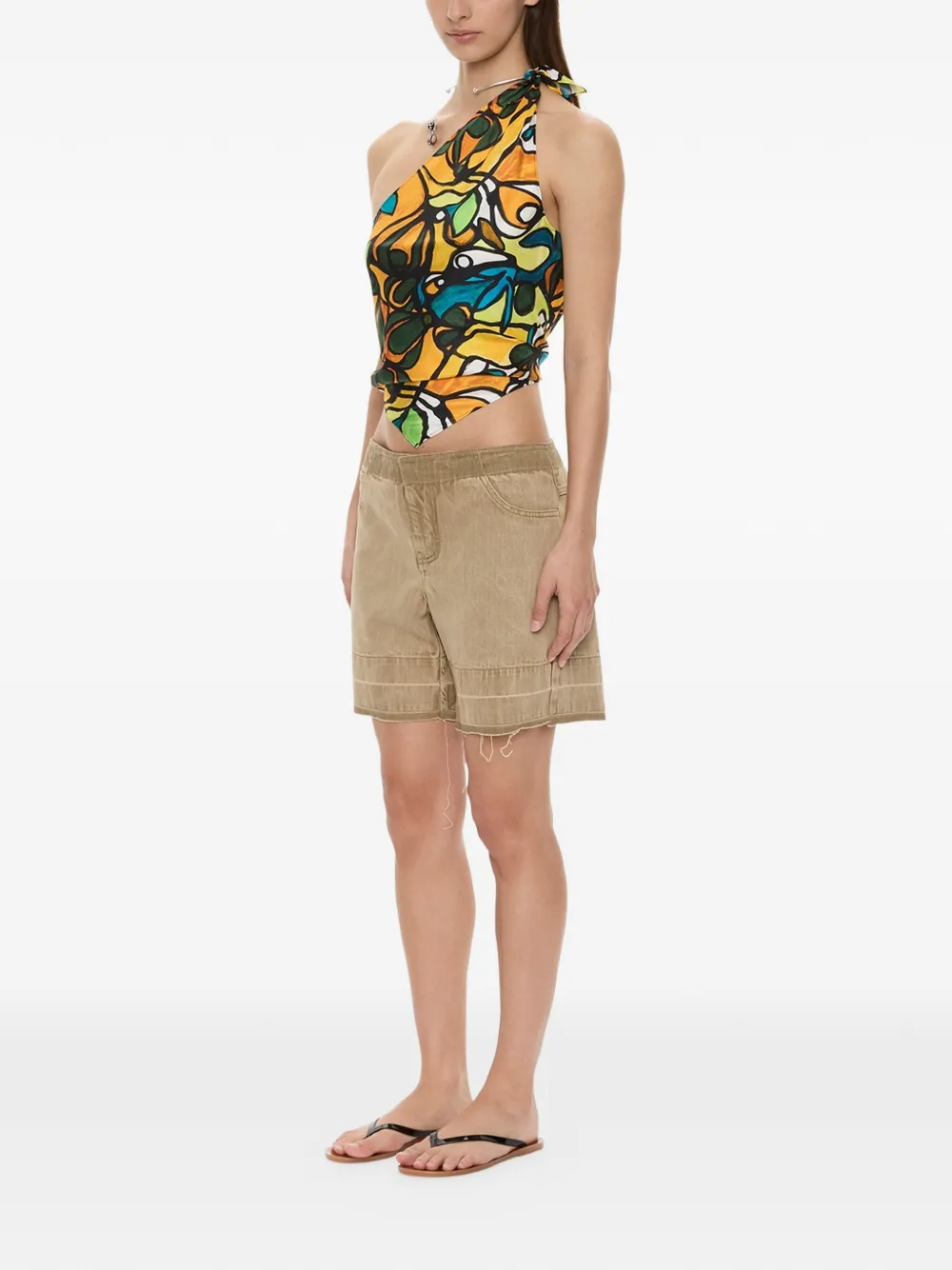 Christopher Esber Deconstruct Raw-cut Shorts in Neutrals, view 2