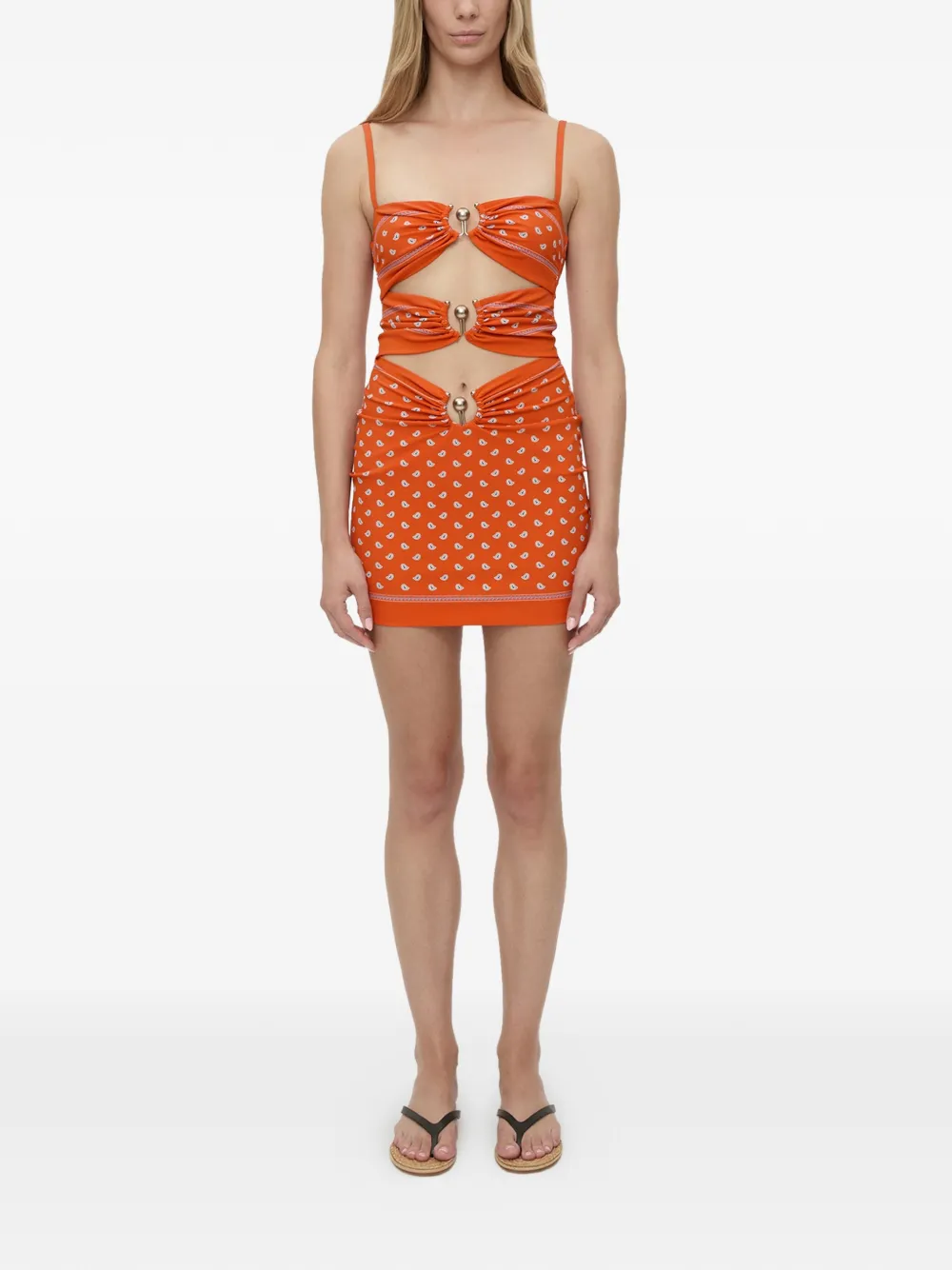 Christopher Esber Ruched Orbit mini-jurk met bandana-print Oranje
