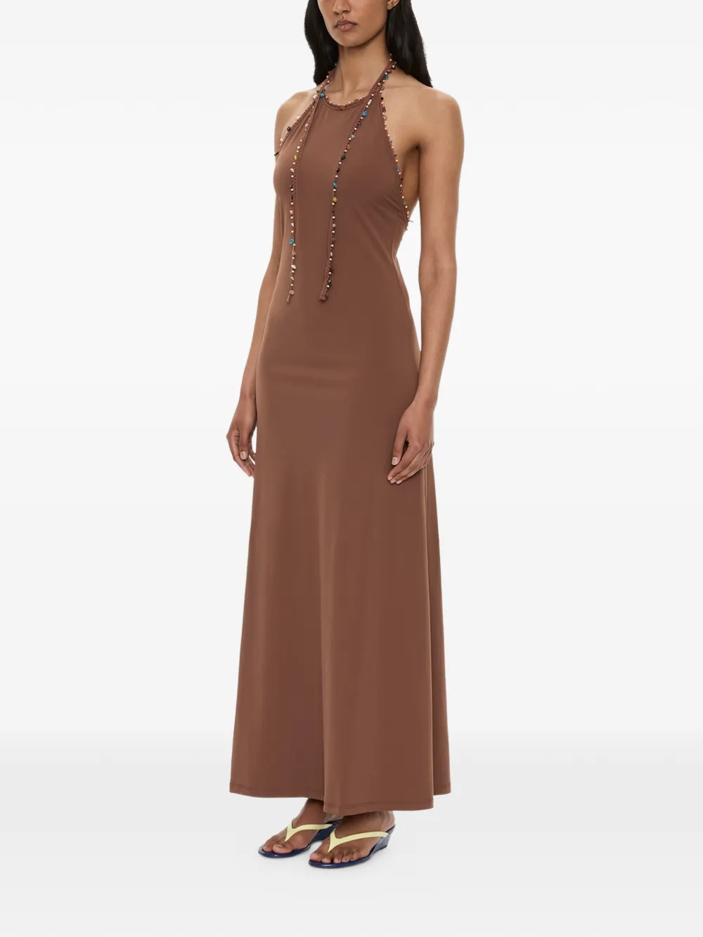 Christopher Esber Beach Quartz maxi-jurk met halternek Bruin