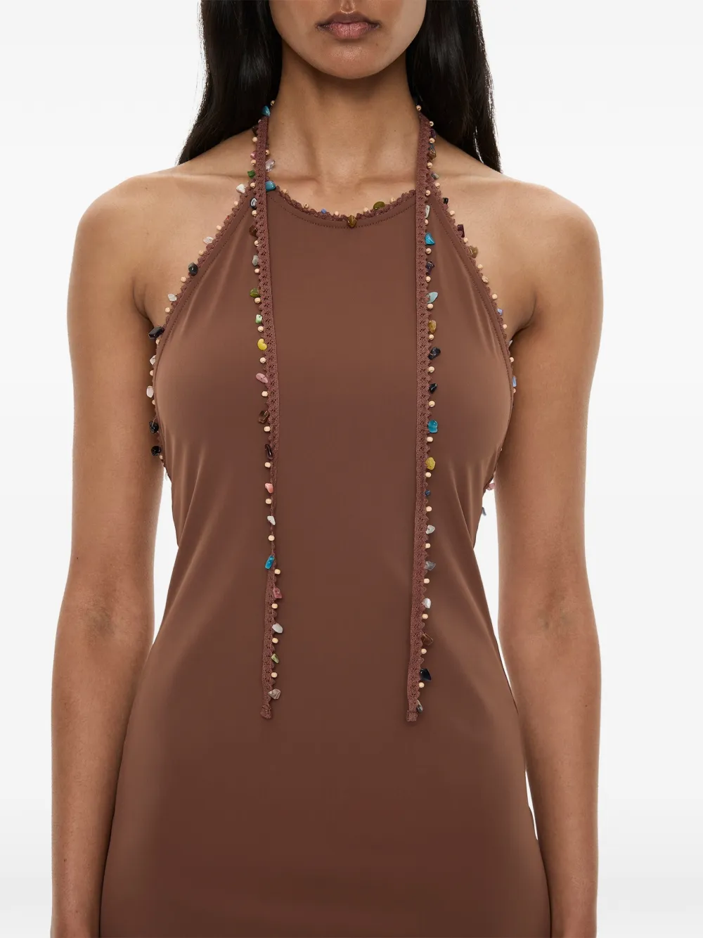 Christopher Esber Beach Quartz maxi-jurk met halternek Bruin