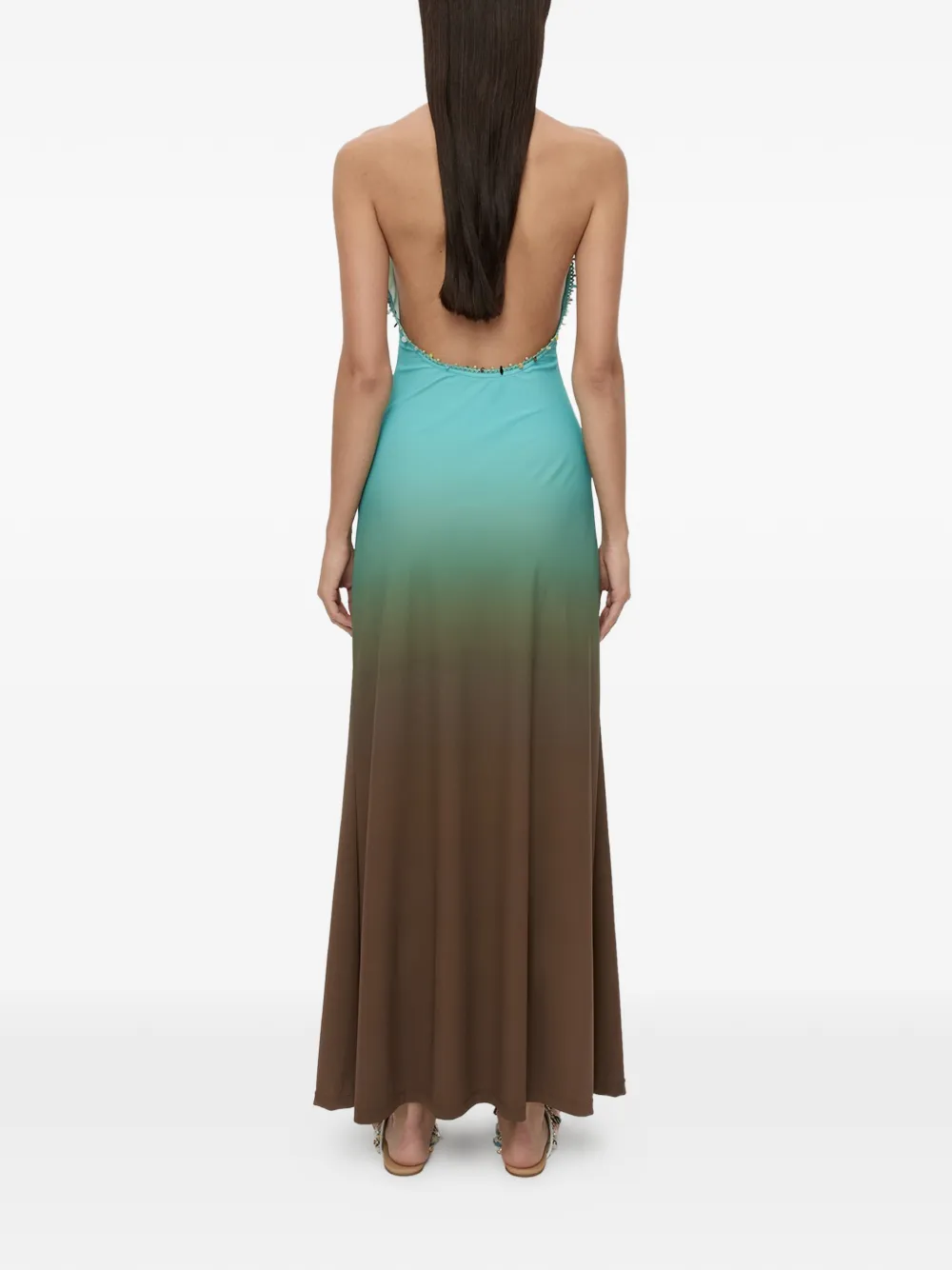 Christopher Esber Maxi-jurk verfraaid met kwarts en ombre Blauw