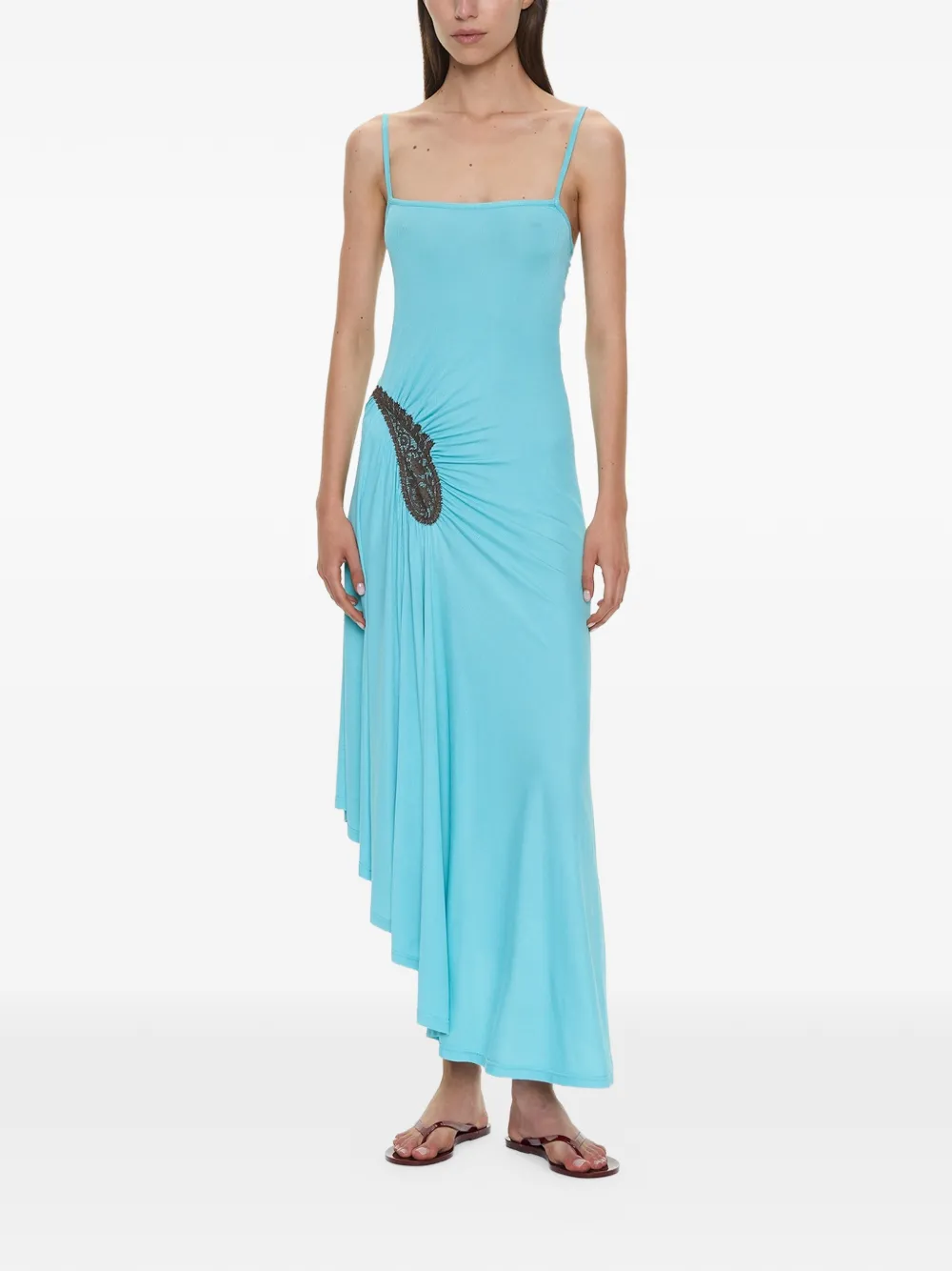 Christopher Esber paisley-lace ribbed asymmetric dress - Blu