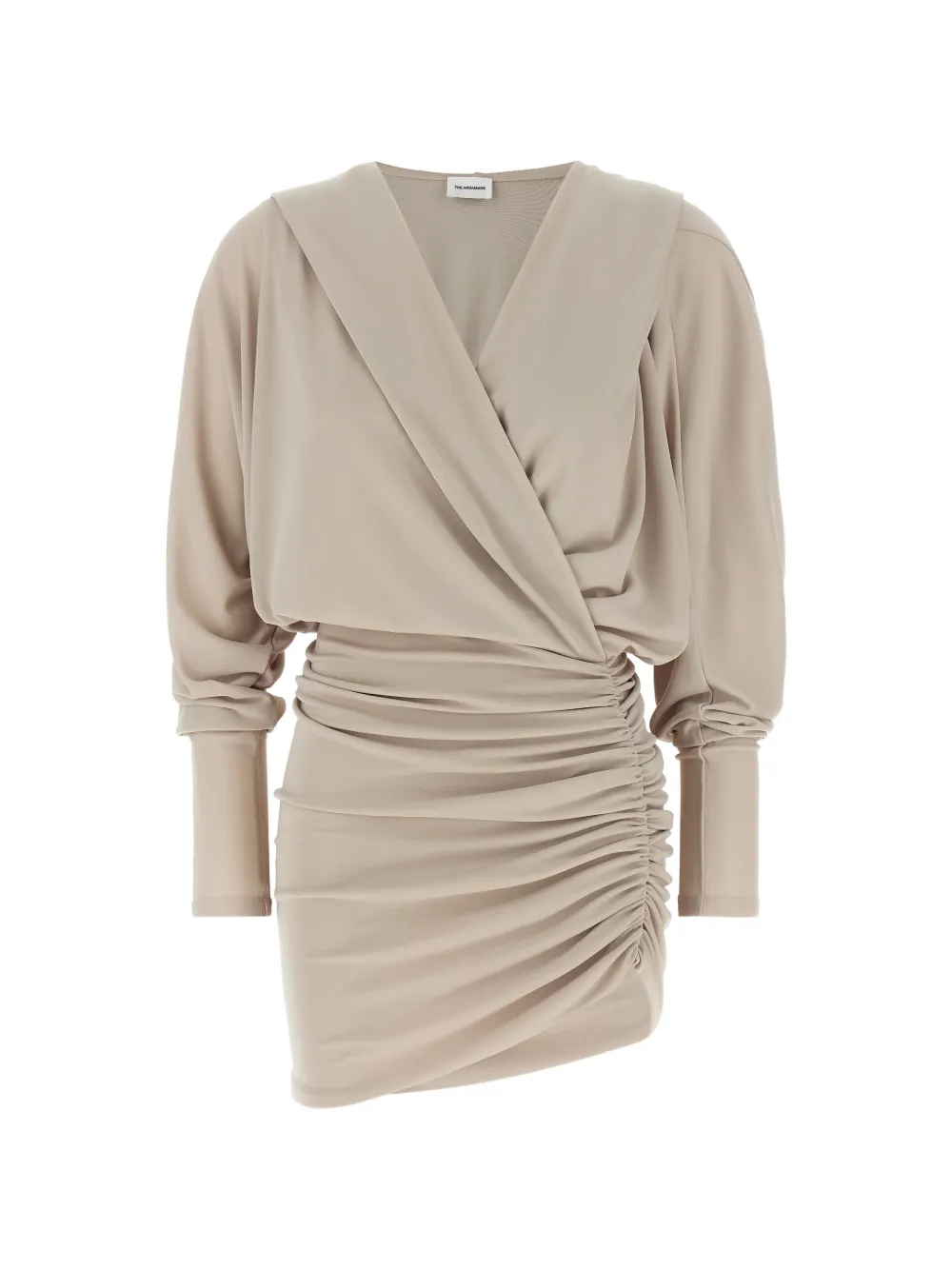 THE ANDAMANE Grace hooded ruched mini dress - Grigio
