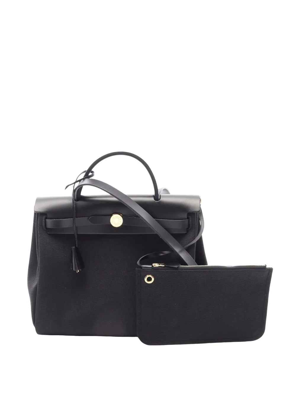 Hermès Pre-Owned 2024 Military Toile and Vache Hunter Herbag Zip 31 satchel - Nero