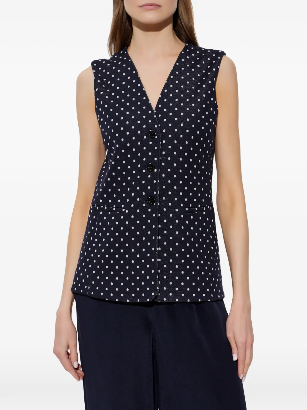 Max Mara Mouwloos jack met stippen Blauw