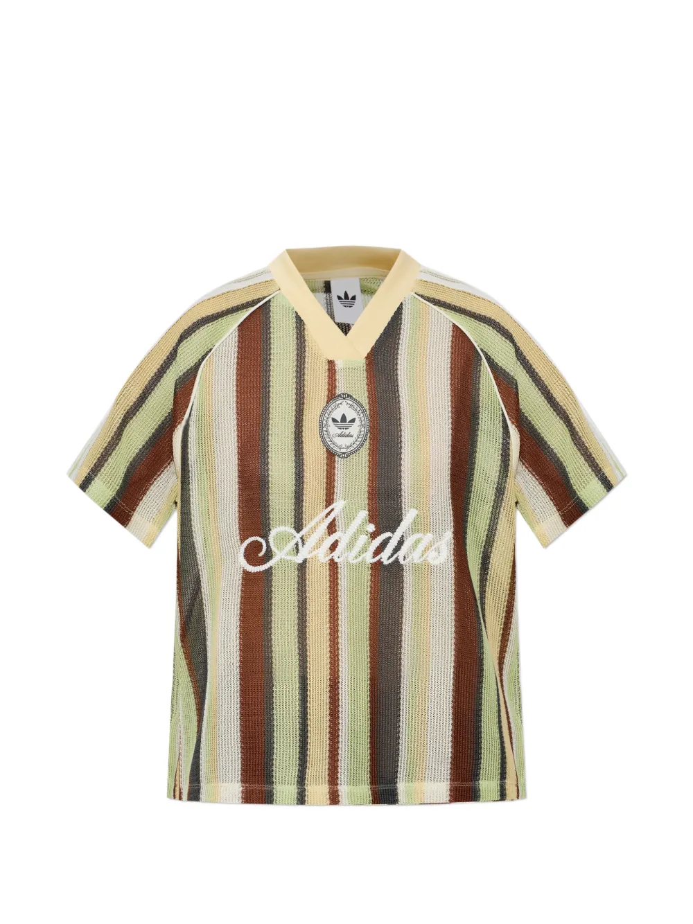adidas striped logo-embroidered T-shirt - Giallo