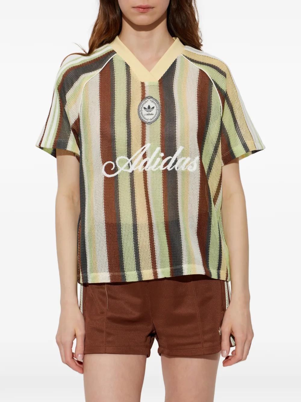 adidas Summer Glow gestreept T-shirt met logopatch Geel