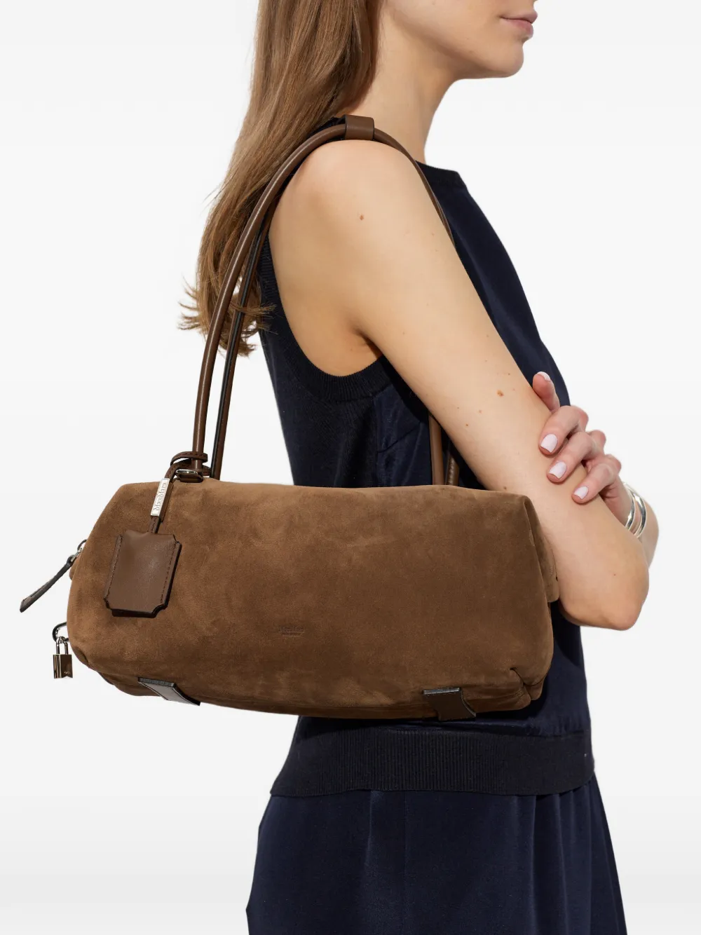 Max Mara Boston suède shopper Bruin
