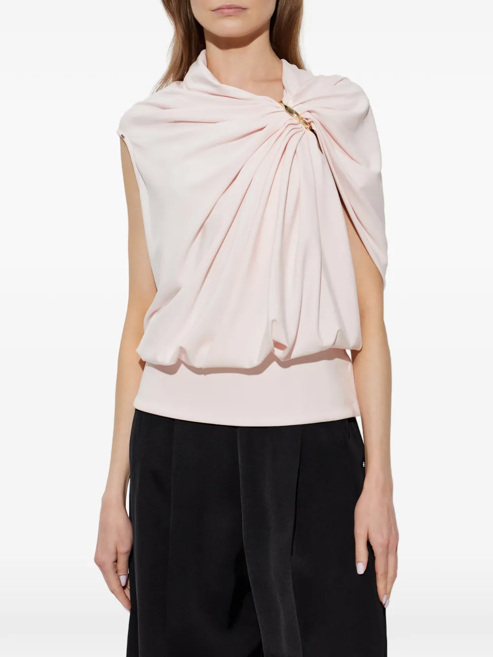 Sportmax Gedrapeerde blouse met metalen ring Roze