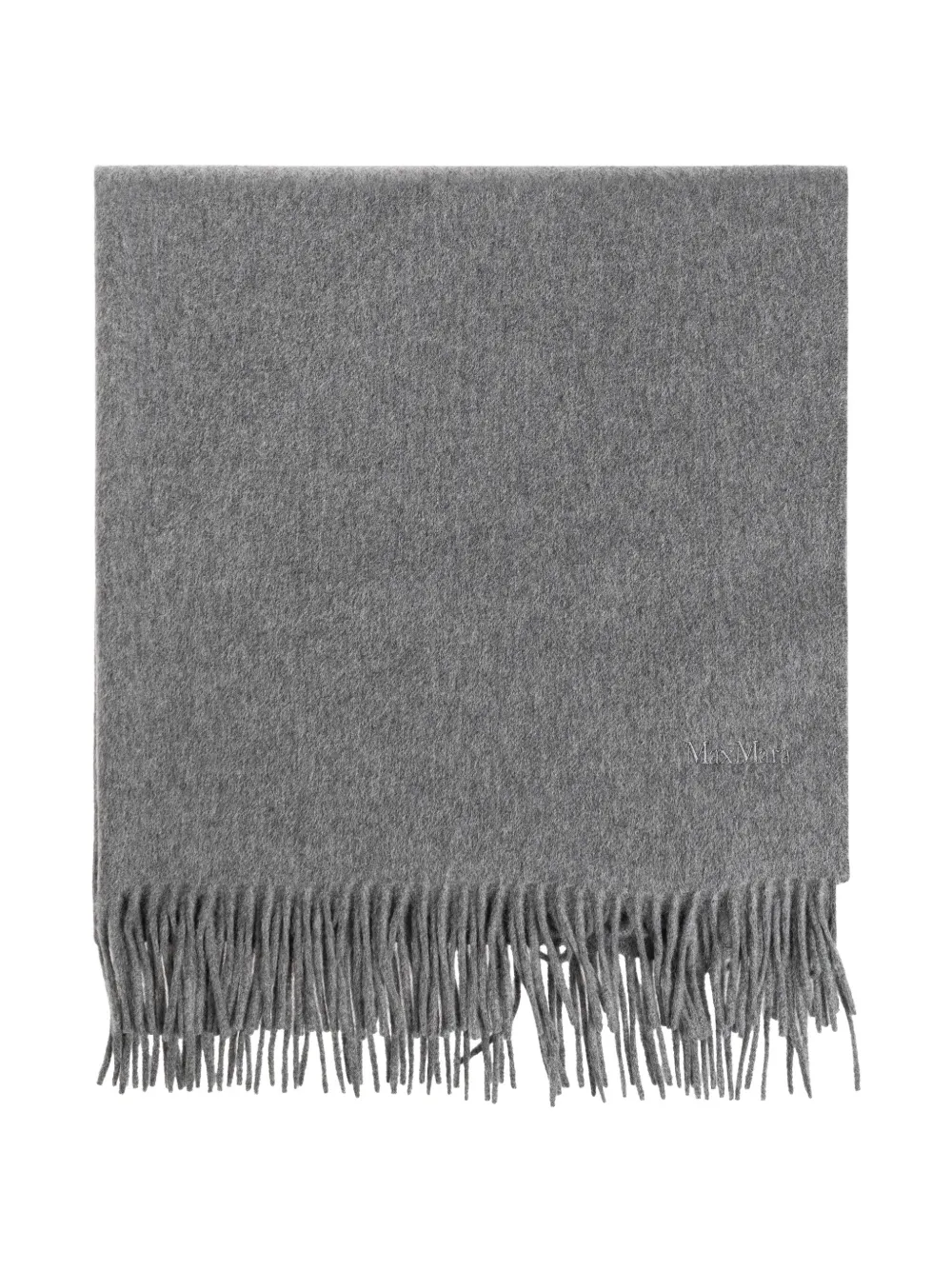 Max Mara Baci fringed logo-embroidered scarf - Grigio