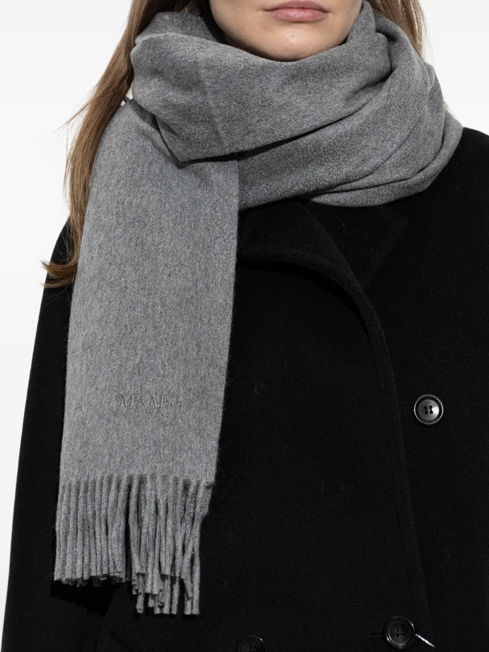 Max Mara Baci sjaal met franje Grijs