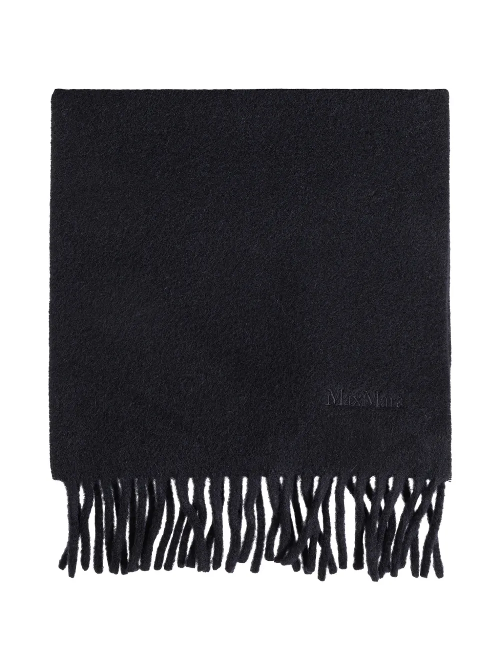 Max Mara fringed logo-embroidered scarf - Blu