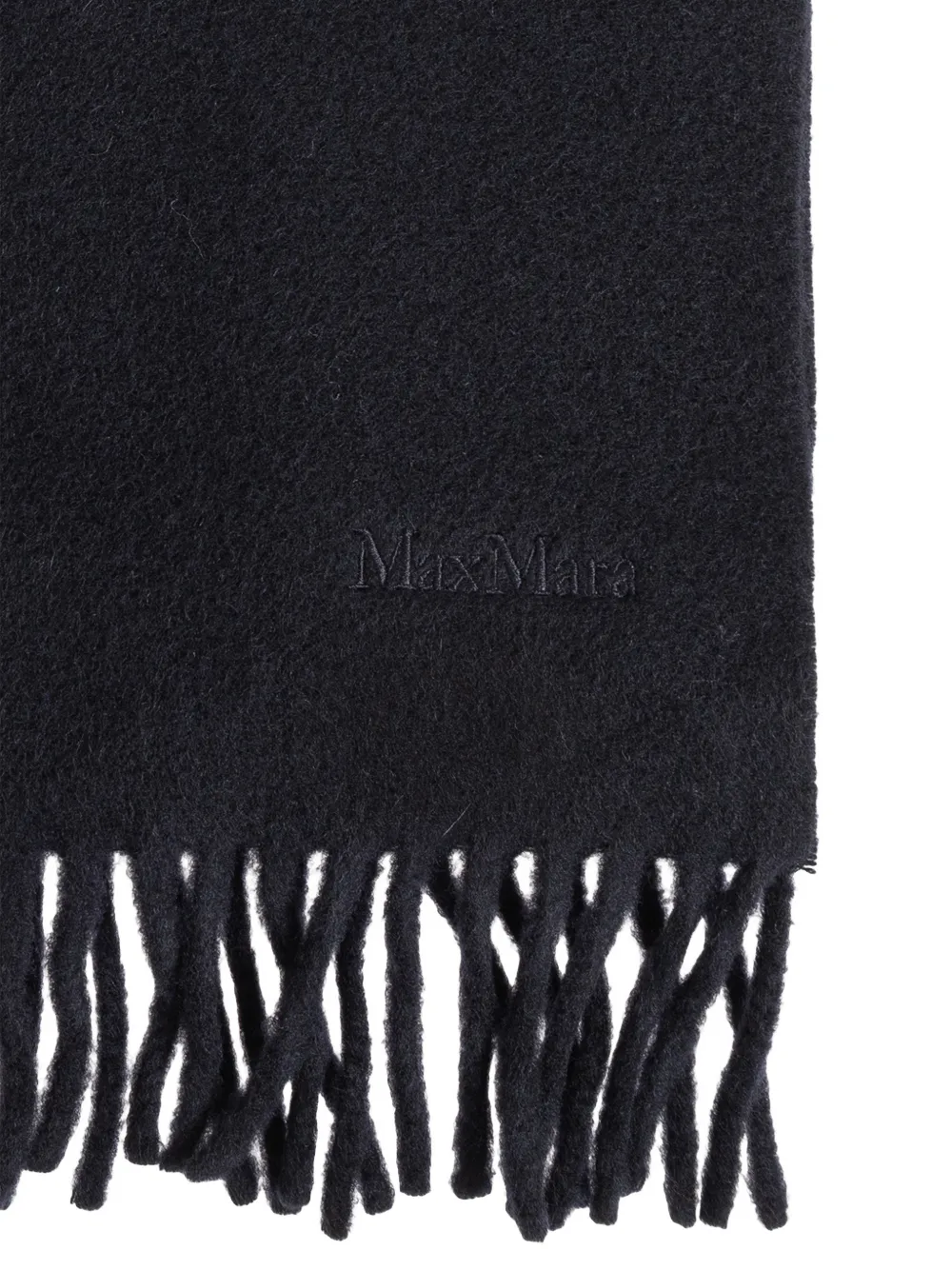 Max Mara Fringed Logo-embroidered Scarf in Blue, view 2