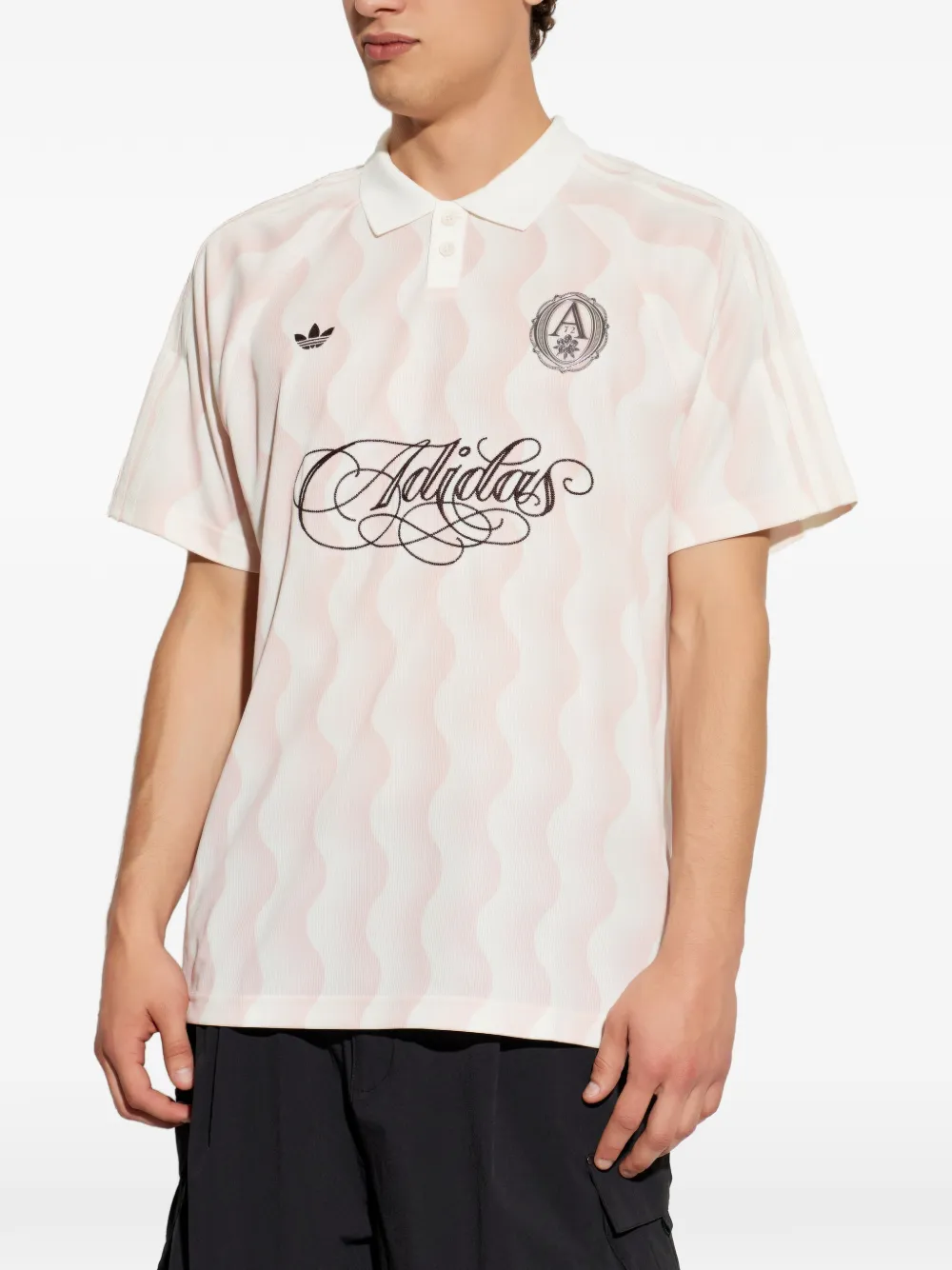 adidas Poloshirt met golvende print Roze