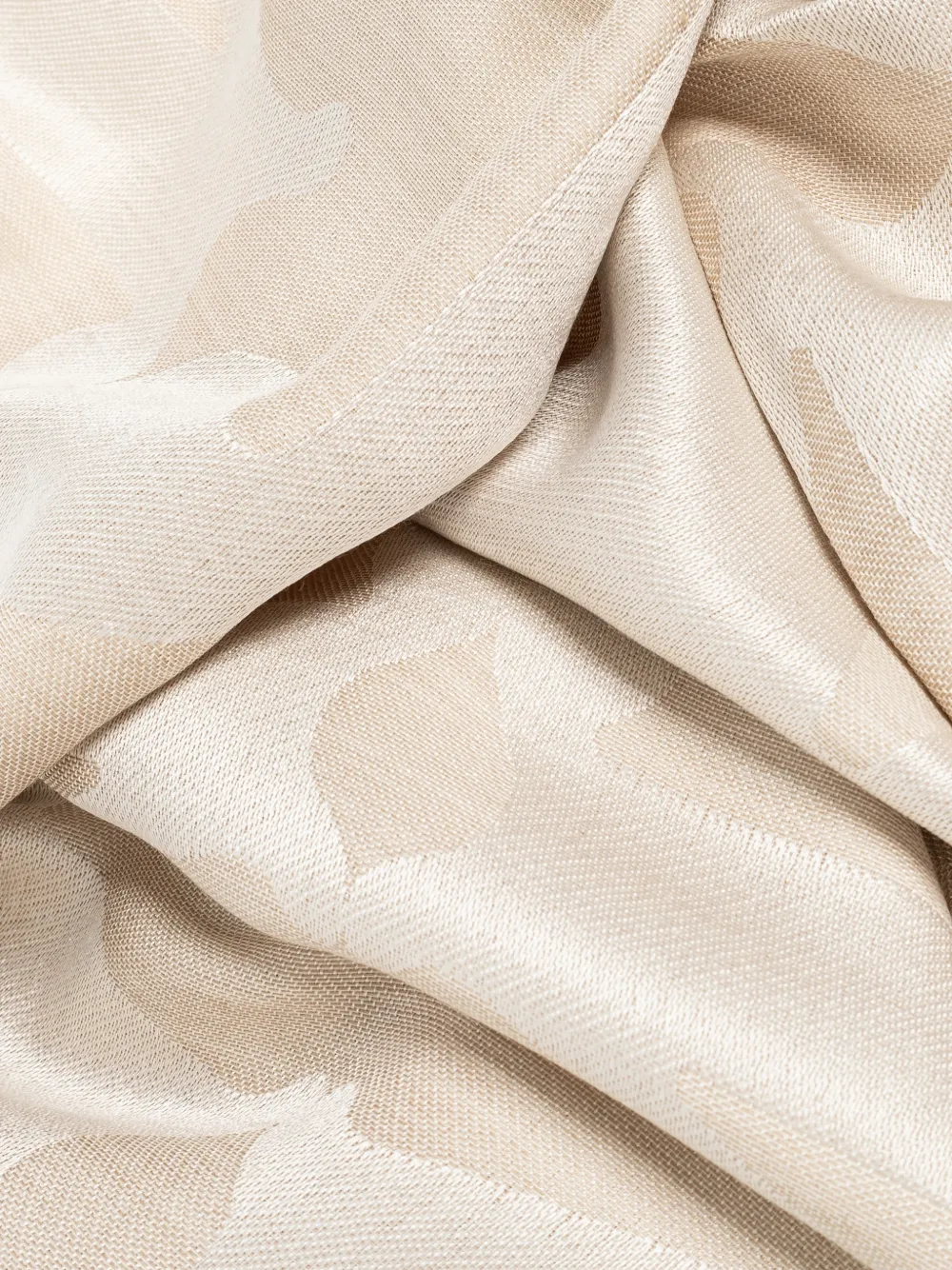Max Mara Edro Monogram-jacquard Fringed Scarf in Neutrals, view 2