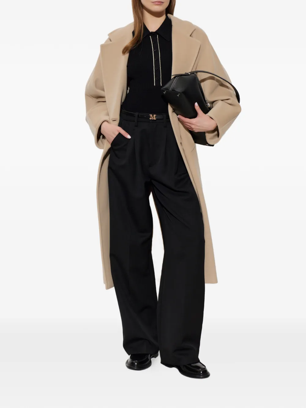 Max Mara Mantel met dubbele rij knopen Beige