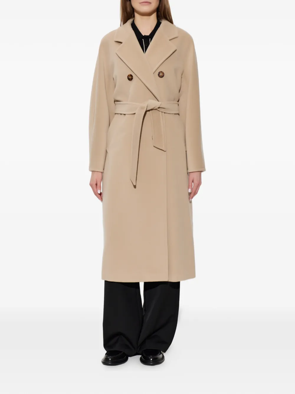 Max Mara Mantel met dubbele rij knopen Beige