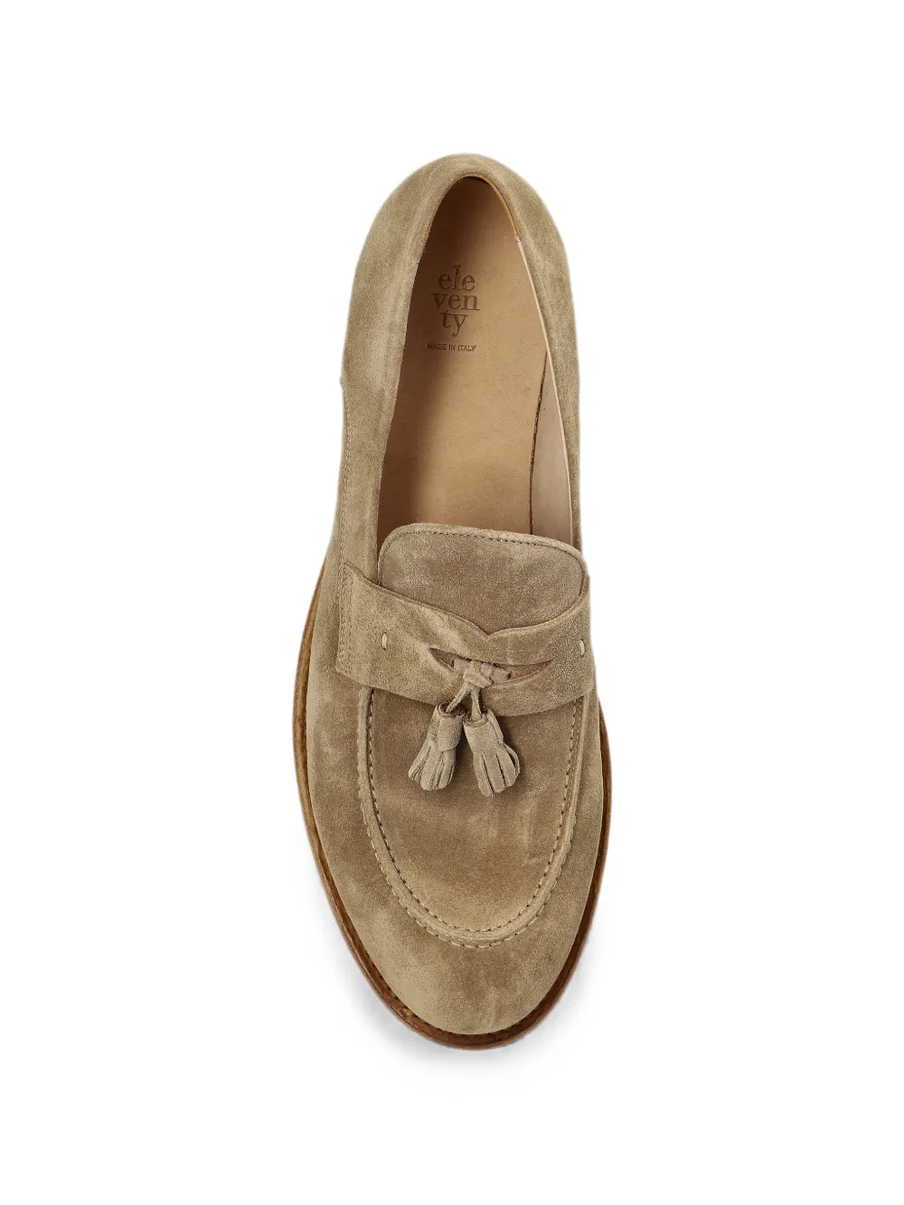 Eleventy tassel-detail suede loafers Beige