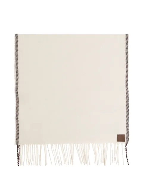 Eleventy fringed logo-patch scarf