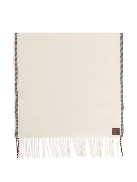 Eleventy fringed logo-patch scarf