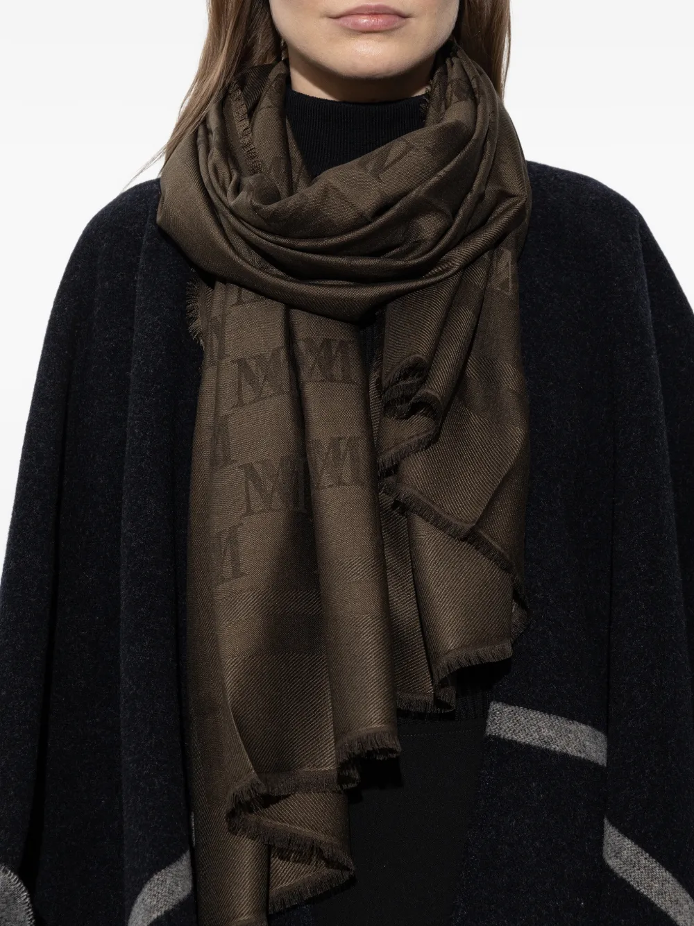 Max Mara Gelato sjaal met monogram-print Bruin
