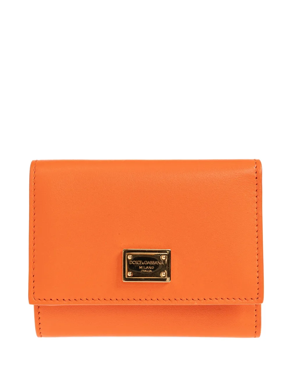 Dolce & Gabbana logo-plaque leather wallet - Arancione