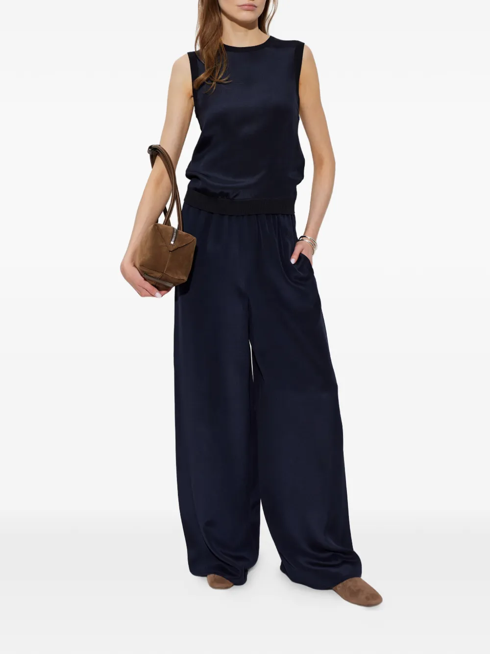Max Mara Volonta zijden broek met wijde pijpen Blauw