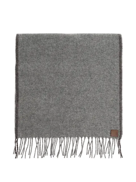 Eleventy fringed logo-patch scarf