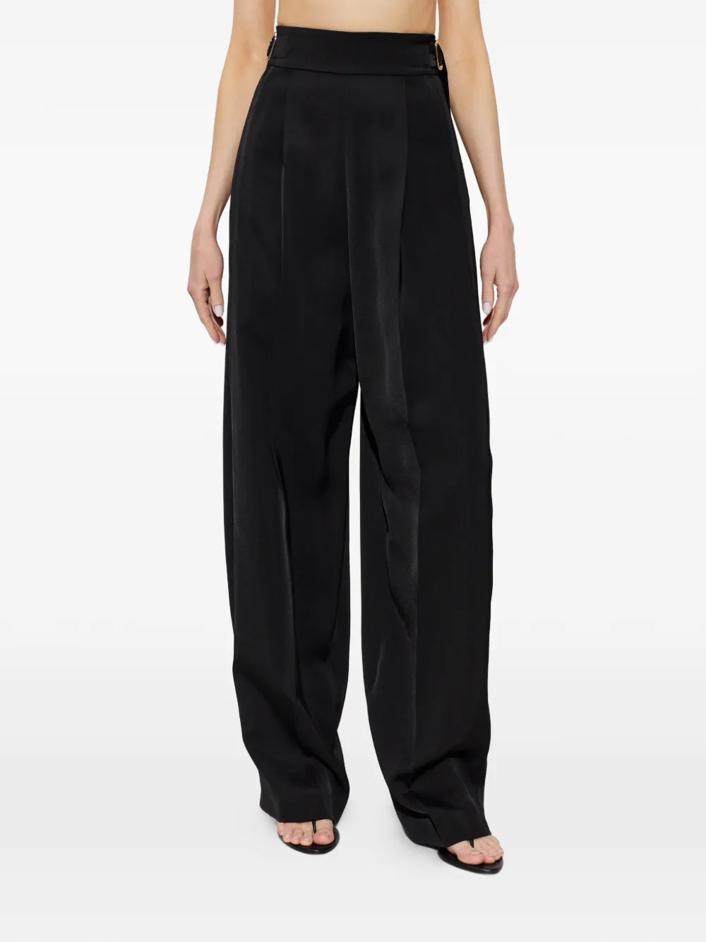 Sportmax Plooibroek met gesp Zwart