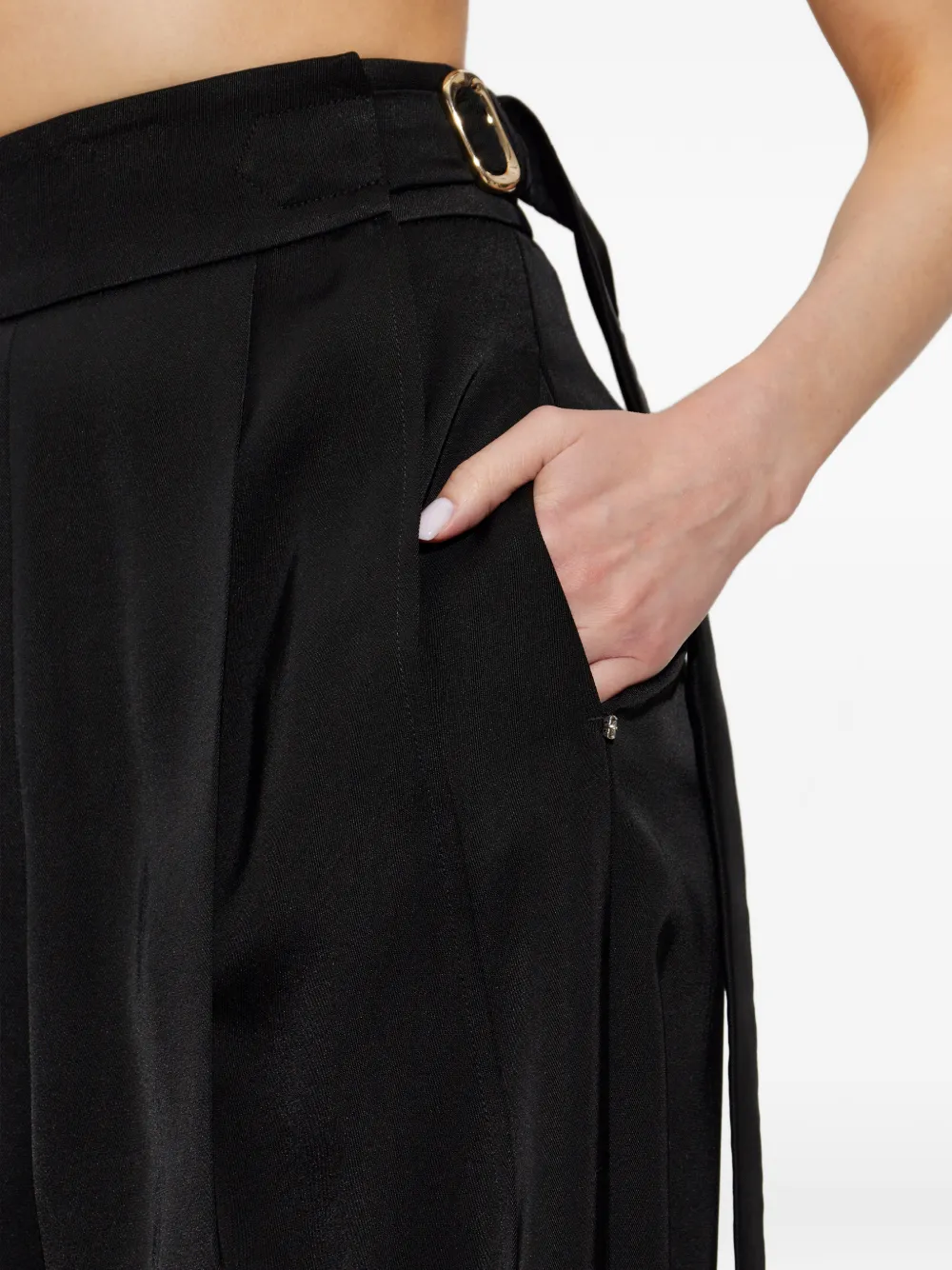 Sportmax Plooibroek met gesp Zwart