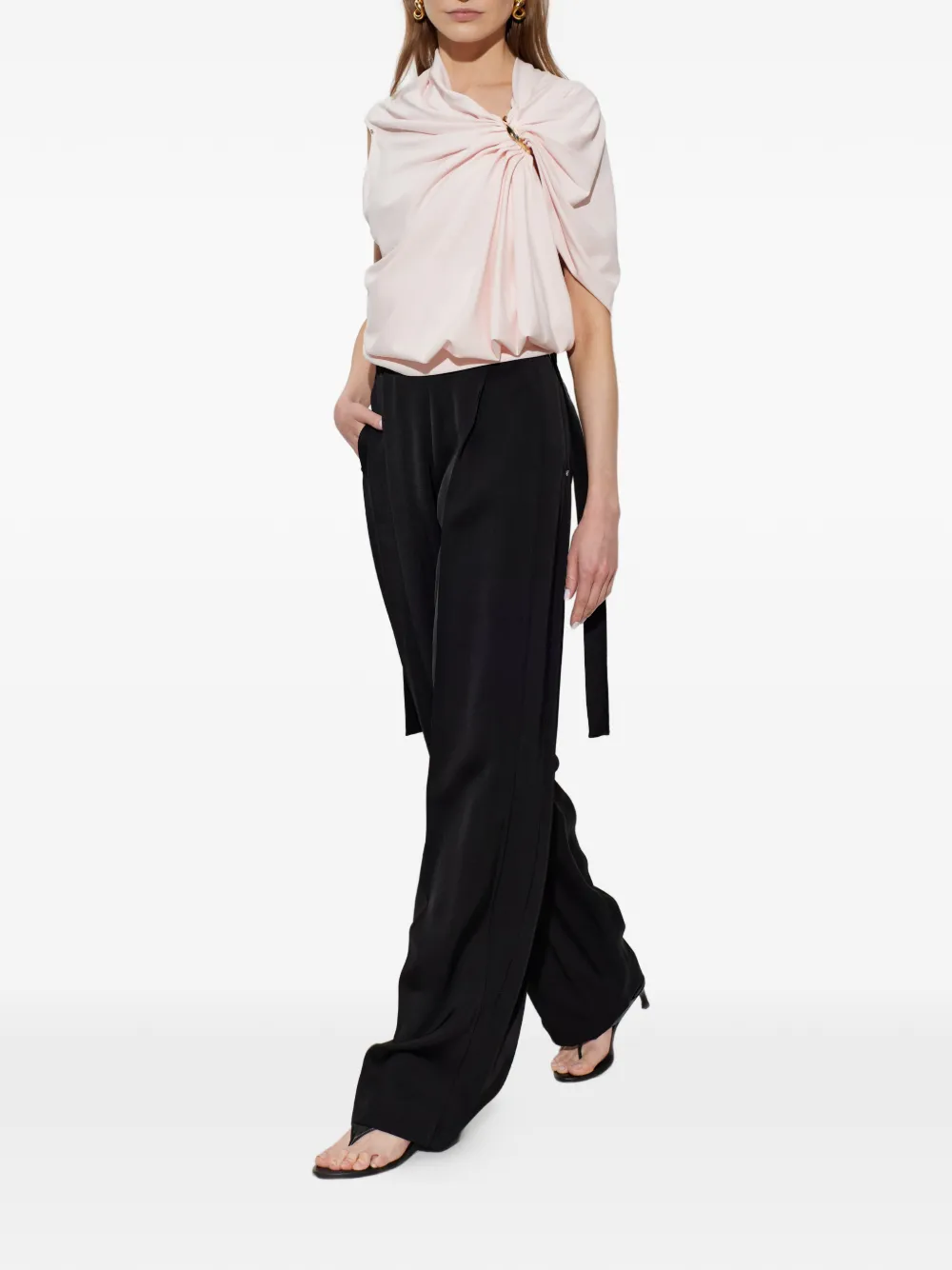 Sportmax Plooibroek met gesp Zwart