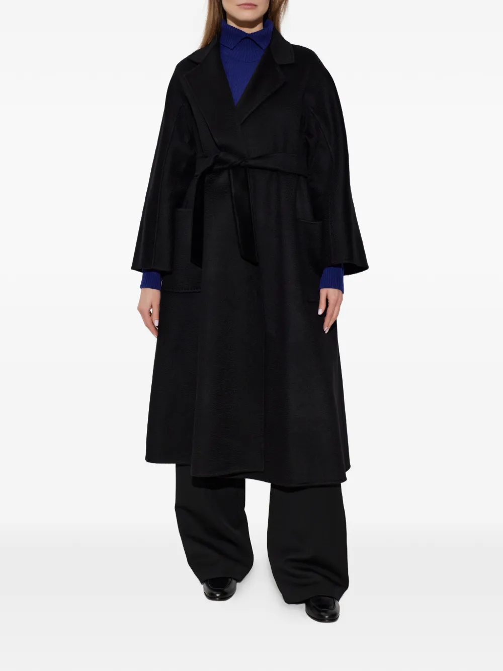 Max Mara Ludmilla jas met ceintuur Zwart