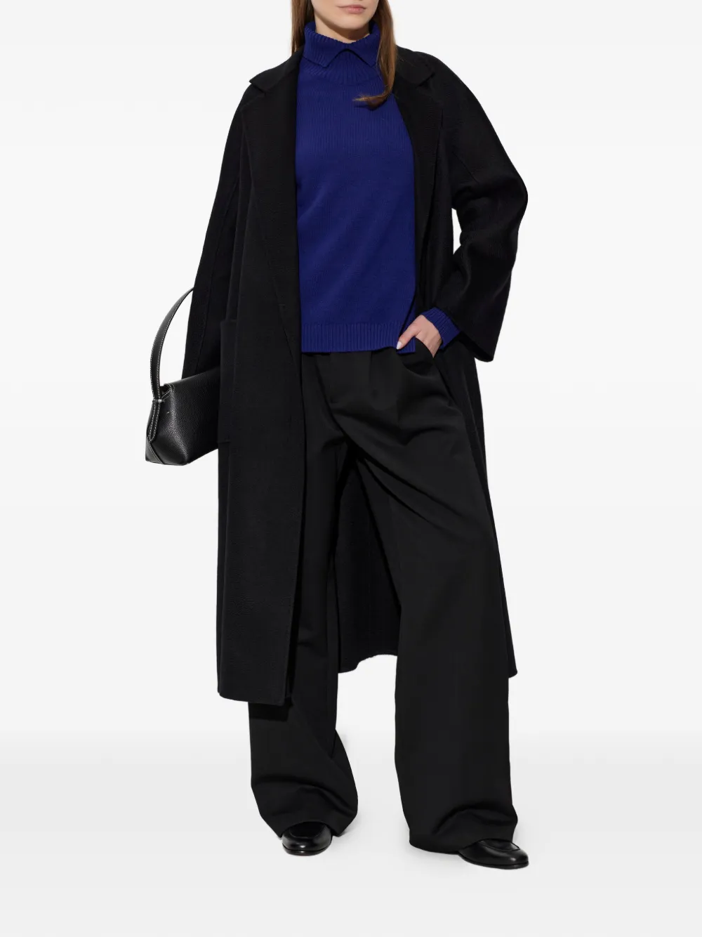 Max Mara Ludmilla jas met ceintuur Zwart