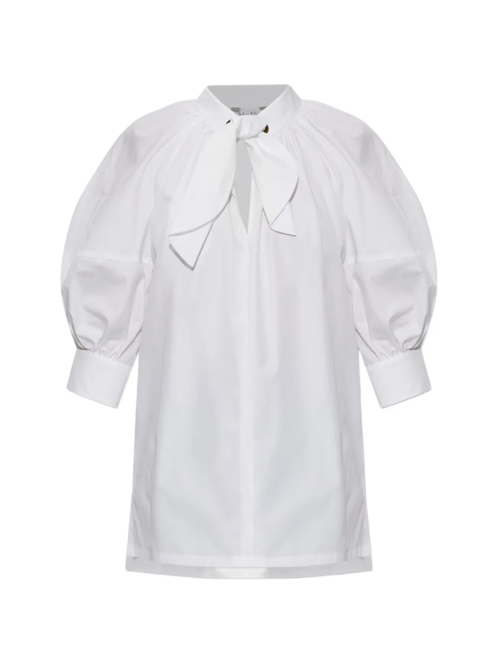 Max Mara bow-detail puff-sleeve blouse - Bianco