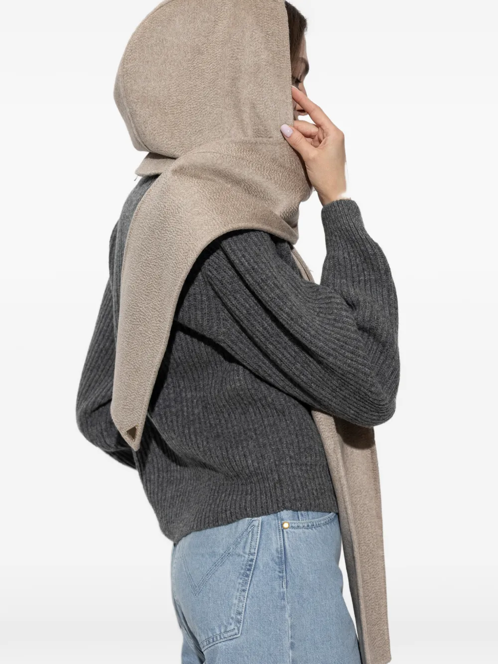 Max Mara Erba kasjmier sjaal met capuchon Beige