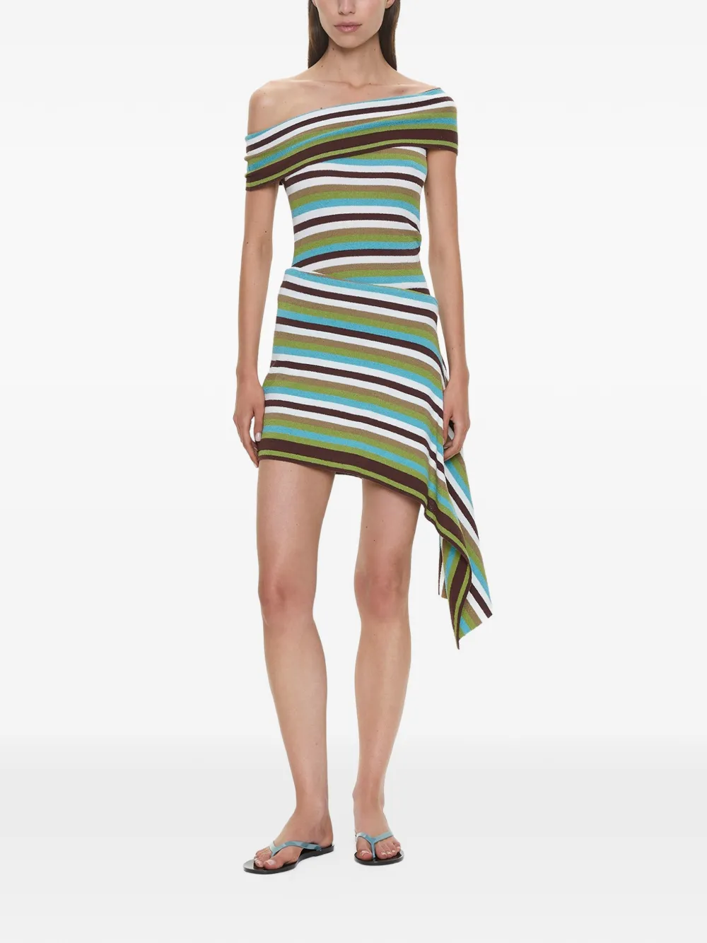 Christopher Esber stripe-knit draped mini dress - Bianco