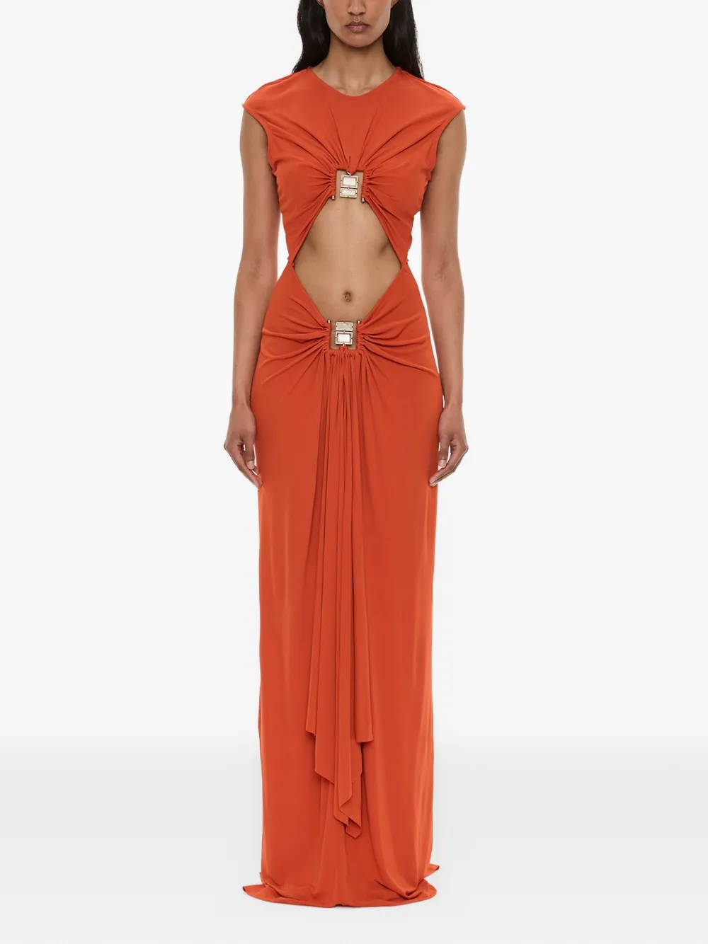 Christopher Esber Bezel Quartz cut-out long dress - Arancione