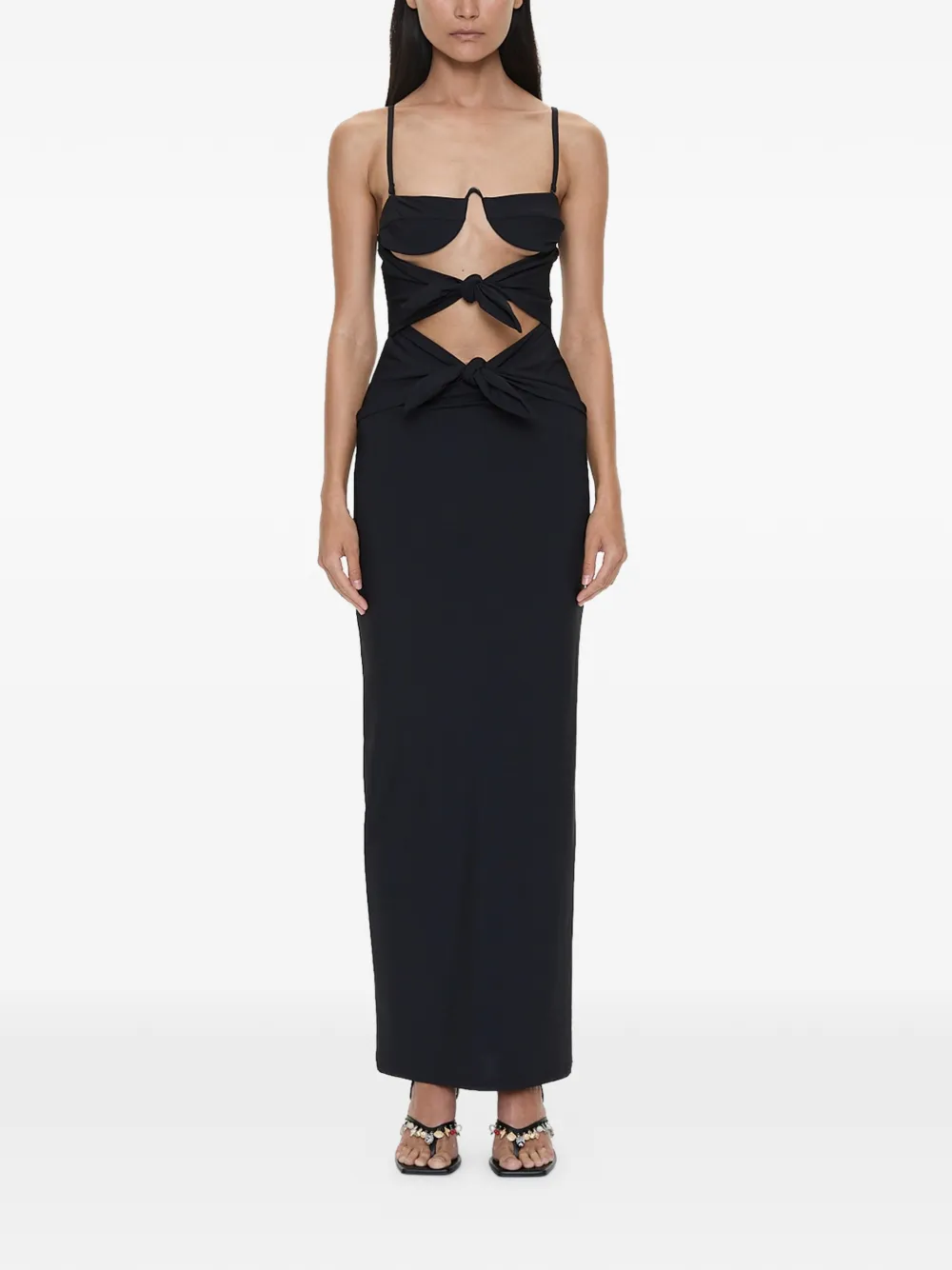 Christopher Esber Porto tie-fastening cutout long dress - Nero
