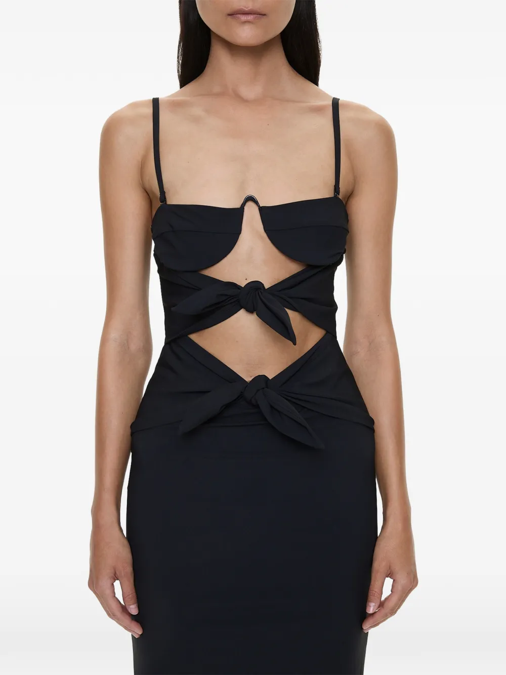 Christopher Esber Porto maxi-jurk met striksluiting en uitgesneden details Zwart