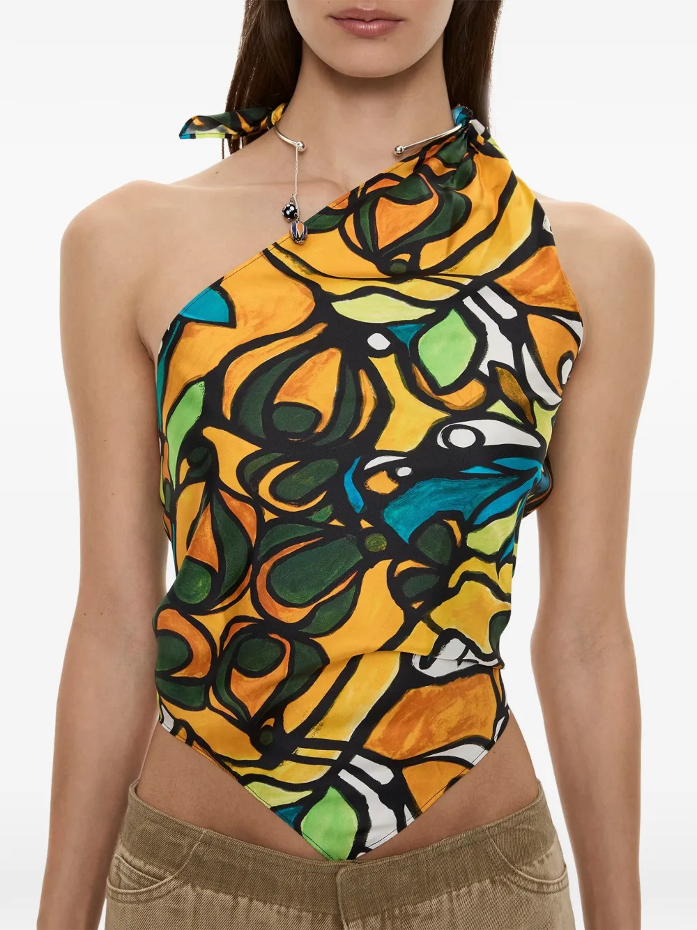 Christopher Esber Tropic Nouveau top met sjaalstrik Geel