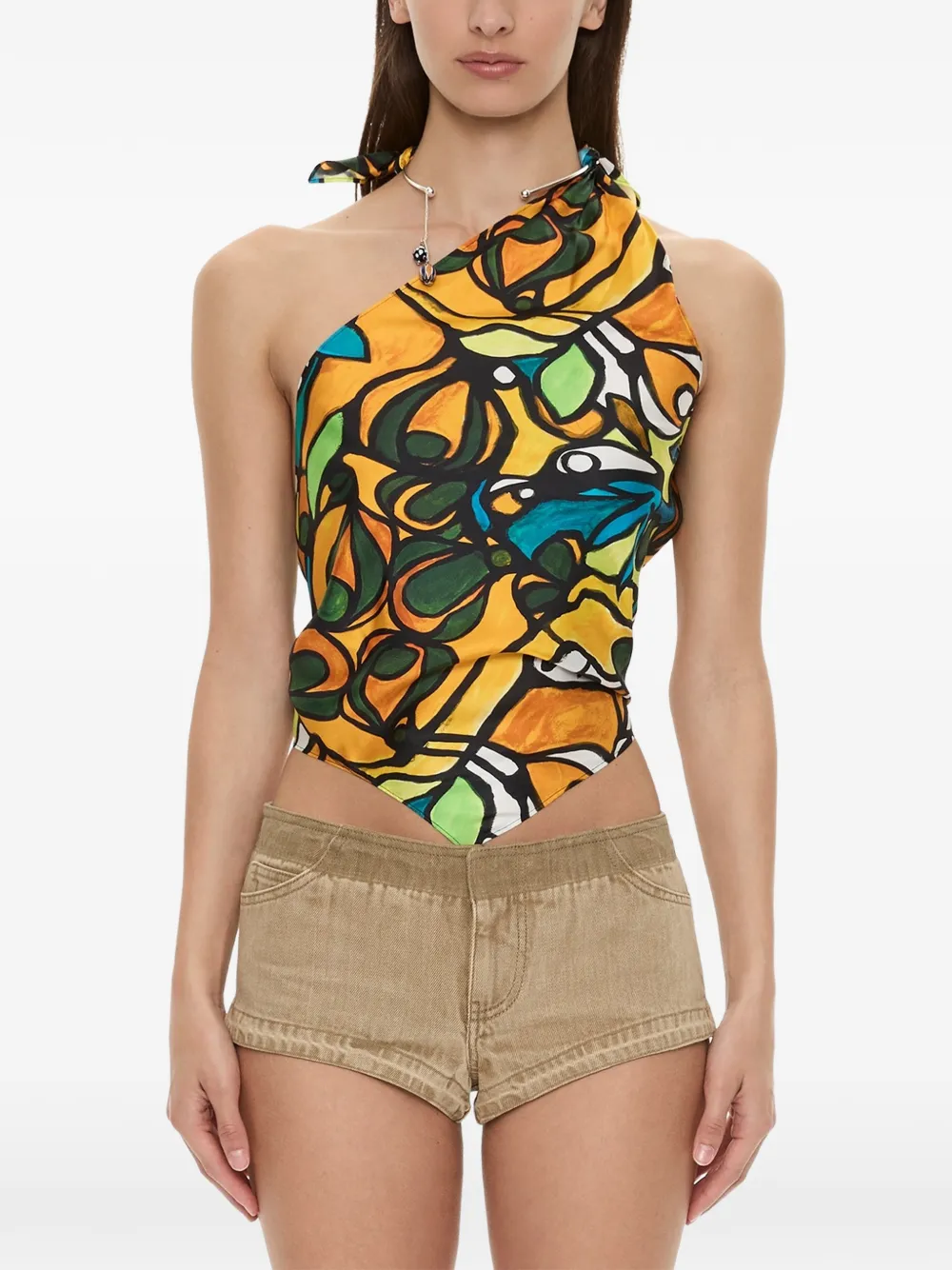 Christopher Esber Tropic Nouveau scarf-tie top - Giallo
