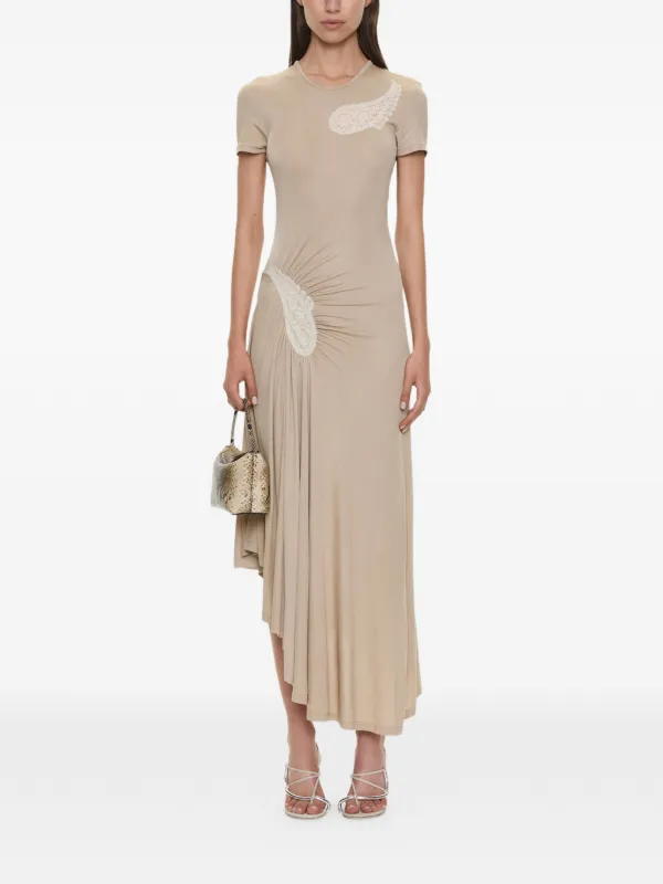 christopher esber ribbed lace dress Ribbed tech long dress w/lace - Christopher Esber - Women