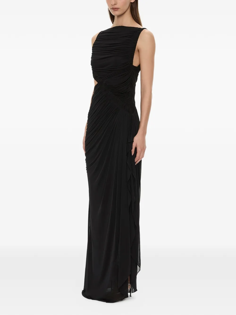 Christopher Esber Theia Squared jurk met ruches en uitgesneden details Zwart