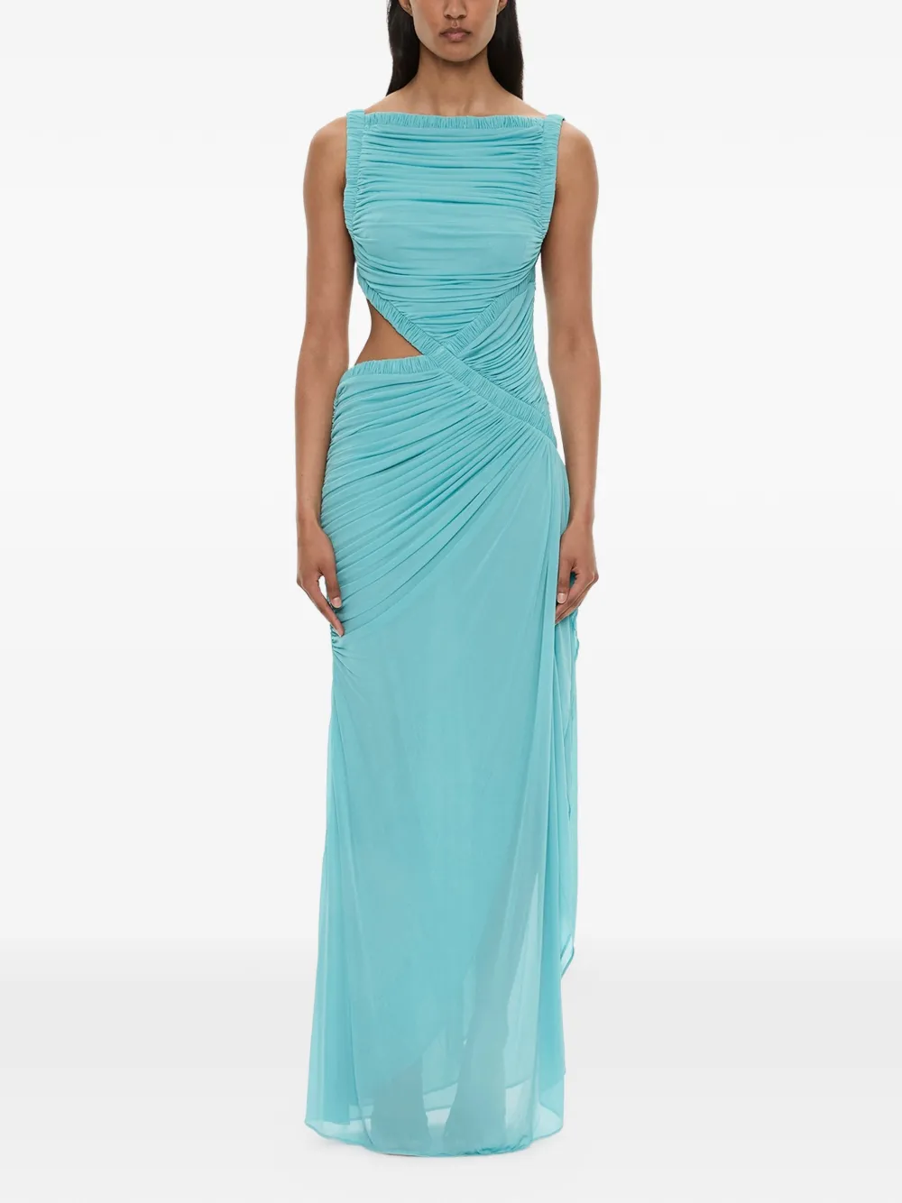 Christopher Esber robe longue Theia Squared à fronces - Bleu Christopher Esber robe longue Theia Squared à fronces - Bleu