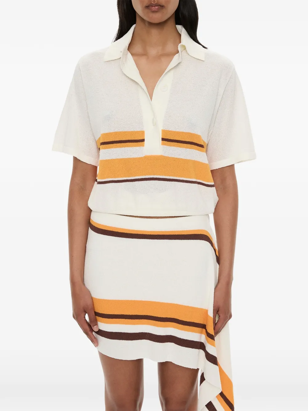 Christopher Esber striped knit polo shirt - Toni neutri